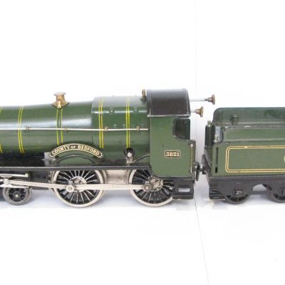 Hornby 0 Gauge No.2C Special Loco & Tender GWR green 'COUNTY OF BEDFORD' No.3821, Clockwork - unboxed - Excellent