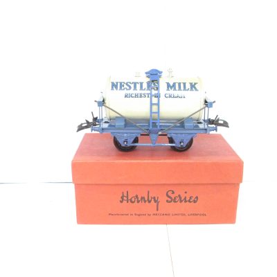 Hornby 0 Gauge 'NESTLES' Milk Tank wagon version with Blue base, Circa 1937 - Boxed - Near Mint