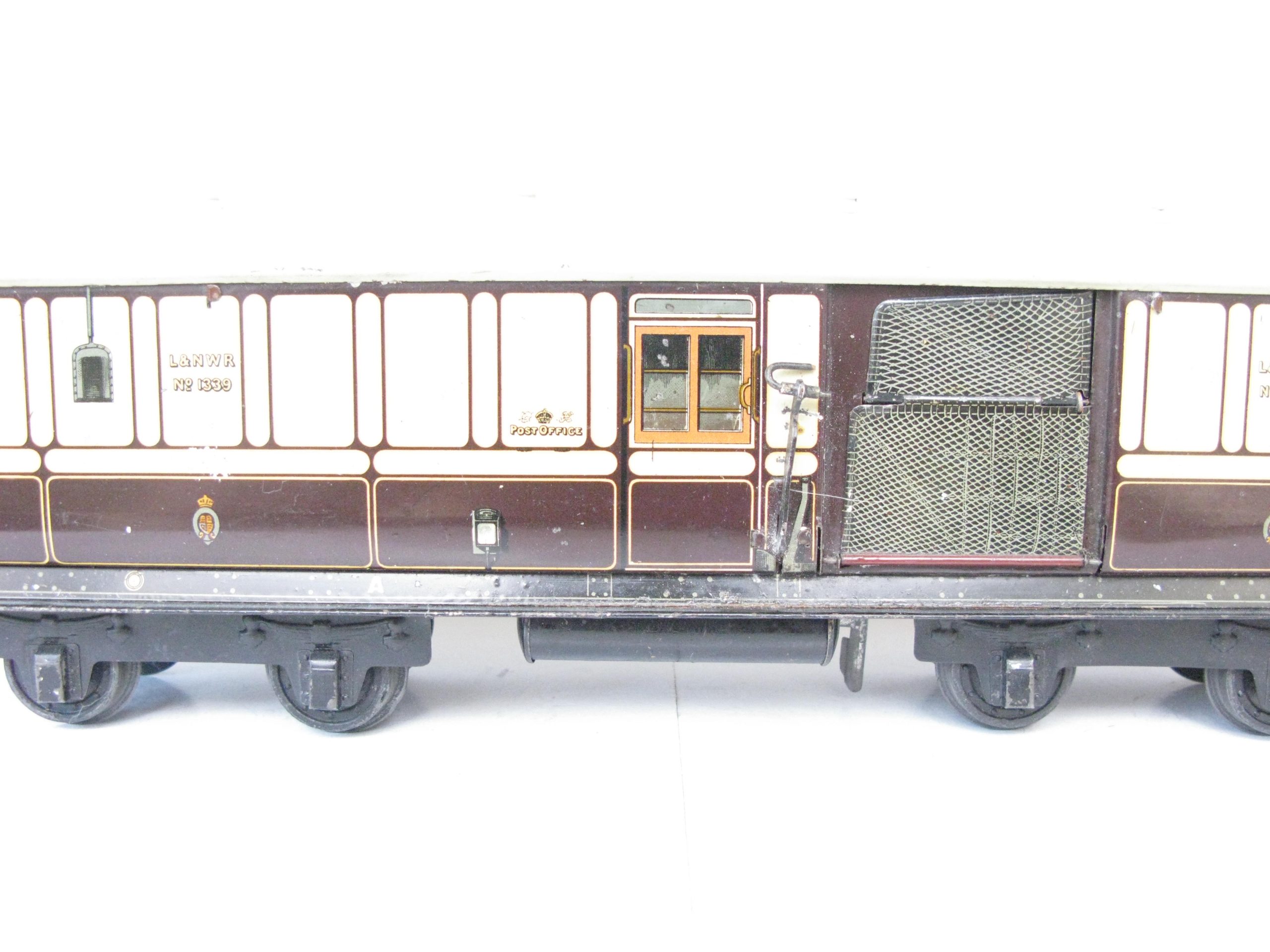 Carette Gauge 1 Tinprinted 'LNWR' (London North Western Railway) Bogie Mail coach No.1339 - unboxed - Excellent - Image 4