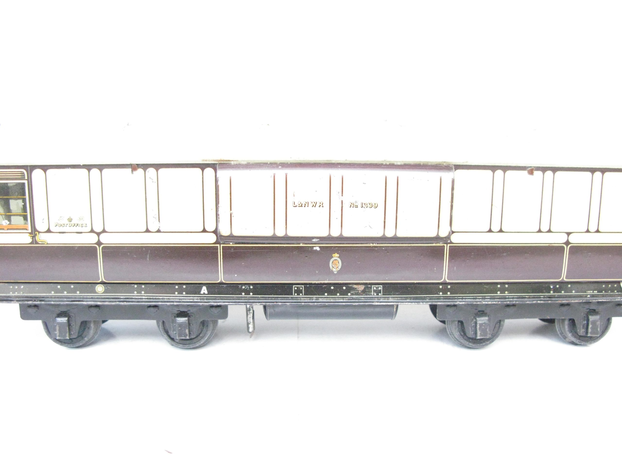 Carette Gauge 1 Tinprinted 'LNWR' (London North Western Railway) Bogie Mail coach No.1339 - unboxed - Excellent - Image 8
